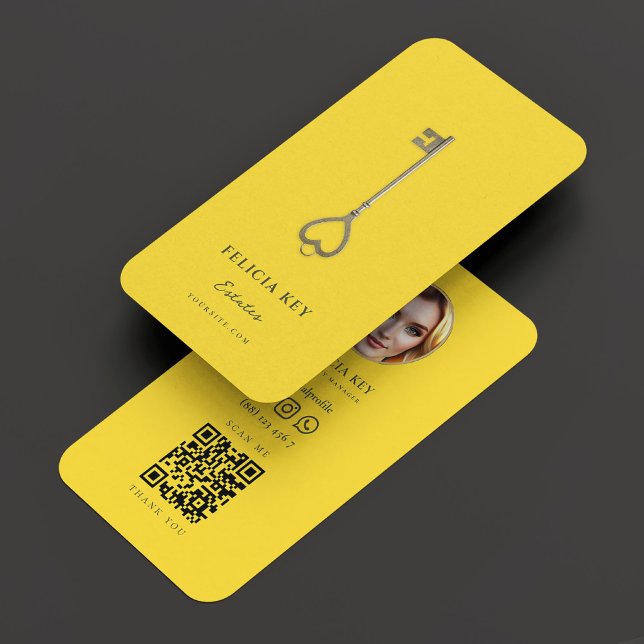 Real Estate Agent Realtor Photo Yellow Key Business Card (Real Estate Agent Realtor Photo Yellow Key Business Card
)