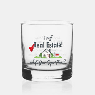 Real Estate Agent, Realtor Super Hero Personalised Whiskey Glass