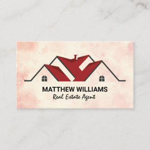 Real Estate Agent Red Roof Residential Business Card