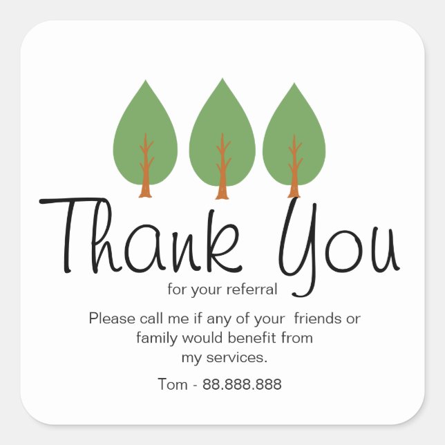 Real Estate Agent Referral Thank You Square Sticker (Front)