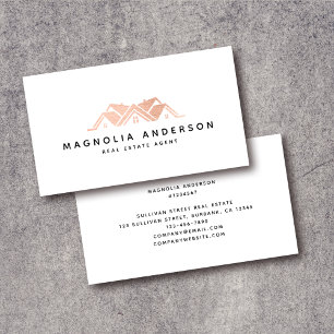 Real Estate Agent Rose Gold Brushed Metal  Busines Business Card