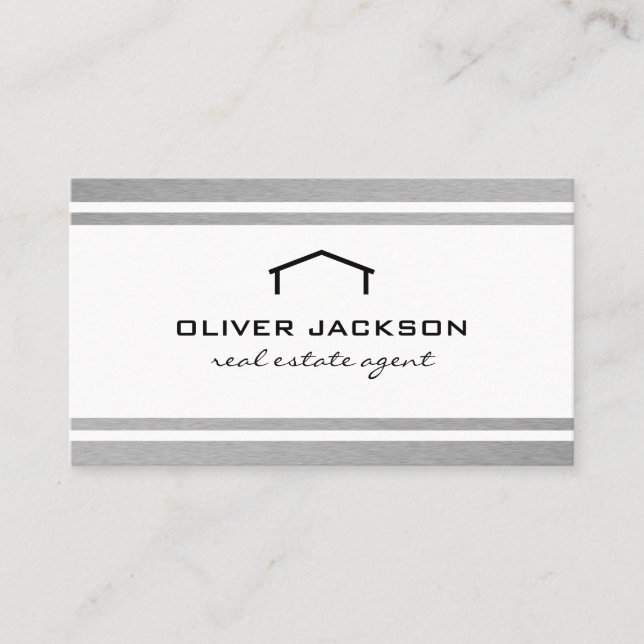 Real Estate Agent SilverTrim Business Card (Front)