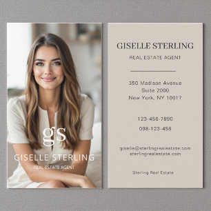 Real Estate Agent Taupe Beige Photo Professional Business Card