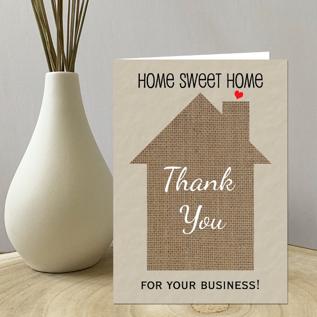 Real Estate Agent Thank You Note Card with Burlap  (Creator Uploaded)