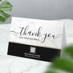 Real Estate Agent Trendy White Marble Realtor Thank You Card