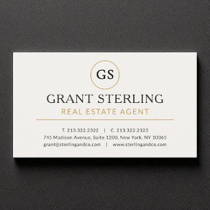 Real Estate Agent White Gold Luxury Business Card