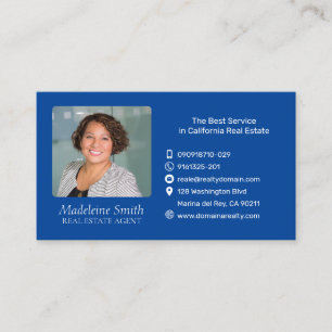 Real Estate Agent with Photo Midnight Blue Business Card