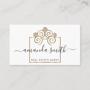 Real estate agent with treehouse in gold  business card