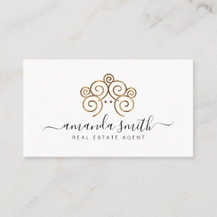 Real estate agent with treehouse in gold colour business card