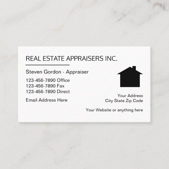 Real Estate Appraiser Simple Design Business Card (Front)