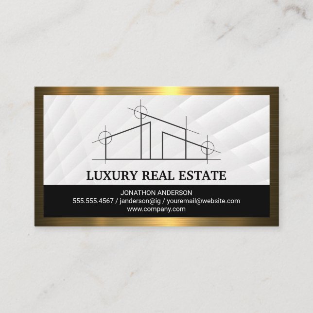 Real Estate Architect | Gold Metal Border Business Card (Front)