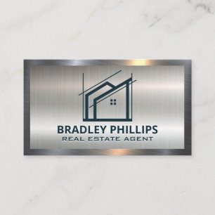 Real Estate    Architect Line Art   Metallic Business Card