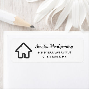Real Estate Architecture House Icon Address Return Address Label