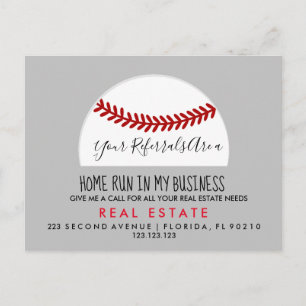real estate Baseball referrals Announcement Postcard
