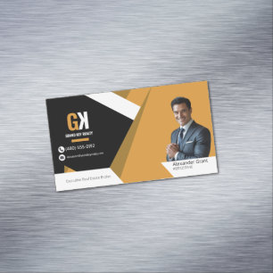 Real Estate Black & Gold Real Estate Magnetic Business Card