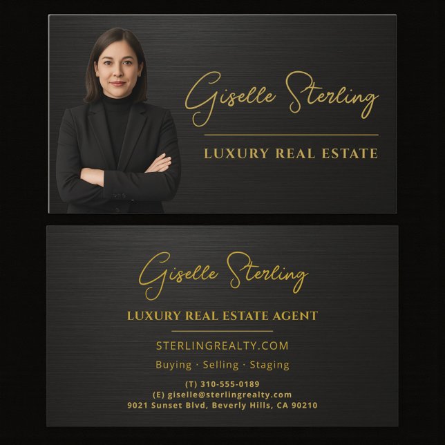 Real Estate Black Metallic Luxury Professional Business Card (Creator Uploaded)