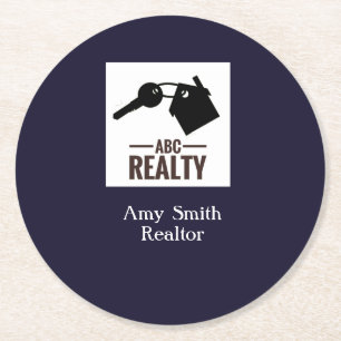 Real Estate Blue Round Paper Coaster