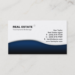 Real Estate Blue Wave Modern Metal Business Card