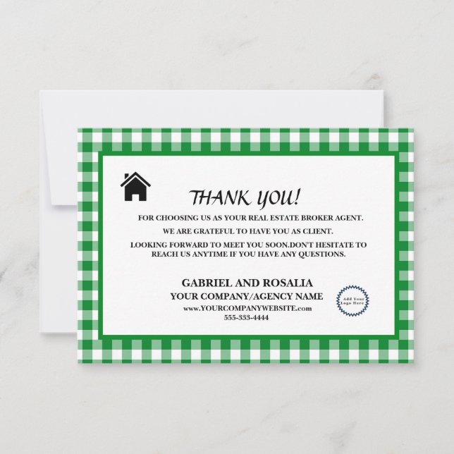 Real Estate Broker Agent Business Buffalo Checks  Thank You Card (Front)