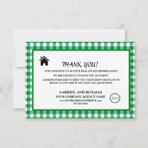Real Estate Broker Agent Business Buffalo Checks  Thank You Card