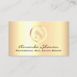 Real Estate Broker Agent Modern Black Gold House Business Card