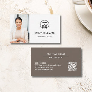 Real Estate Broker Logo Photo QR Business Card