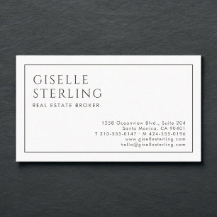 Real Estate Broker Luxury Minimalist Black White Business Card