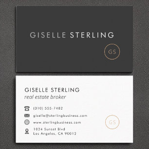 Real Estate Broker Minimalist Luxury Black Business Card