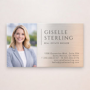 Real Estate Broker Photo Brushed Metal Business Card