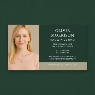 Real Estate Broker Photo Green Gold Business Card