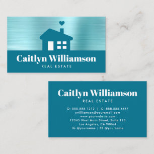 Real Estate Broker Professional Bold House Blue Business Card