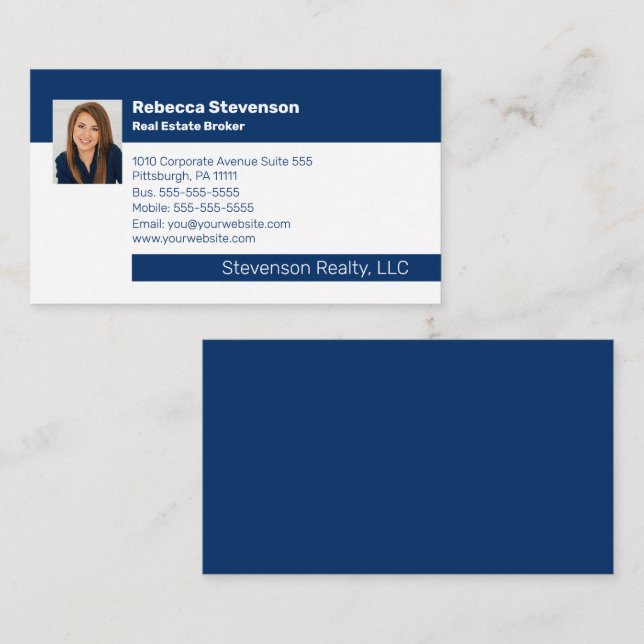 Real Estate Broker Professional Business   Busines Business Card (Front/Back)