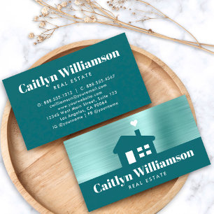 Real Estate Broker Professional Modern House Teal Business Card