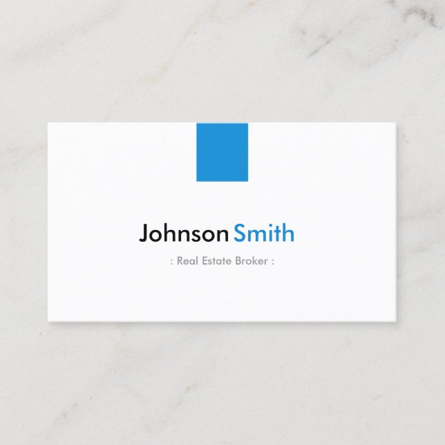 Real Estate Broker - Simple Aqua Blue Business Card (Front)