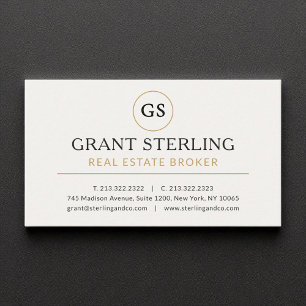 Real Estate Broker White Gold Luxury Business Card