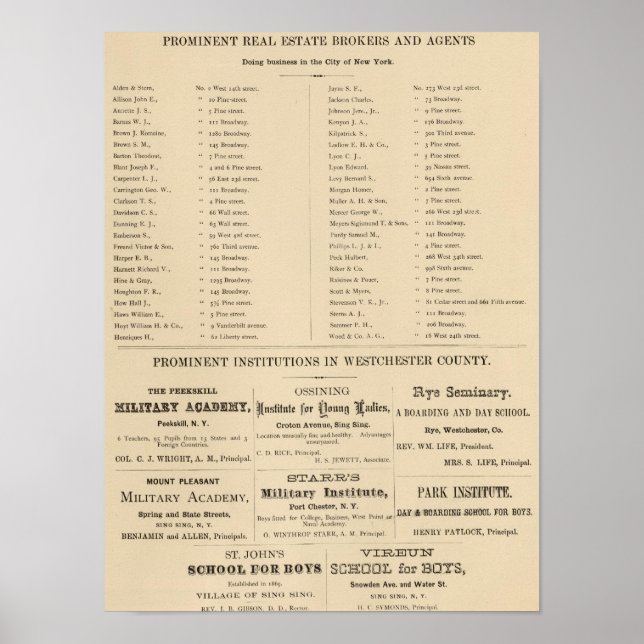 Real estate brokers, NYC Institutions Poster (Front)