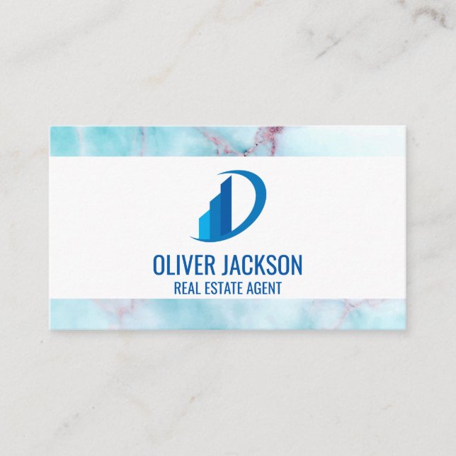 Real Estate Building Icon | Ocean Granite Business Card (Front)