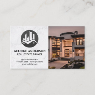 Real Estate Buildings Logo   Luxury Estate Business Card