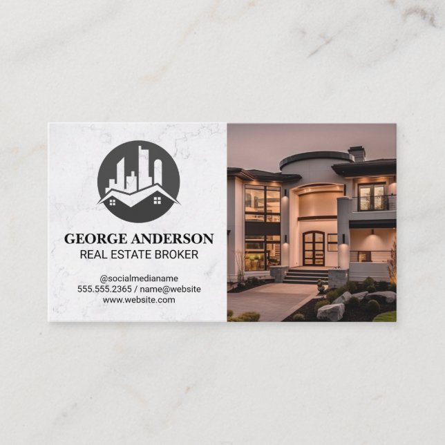 Real Estate Buildings Logo | Luxury Estate Business Card (Front)