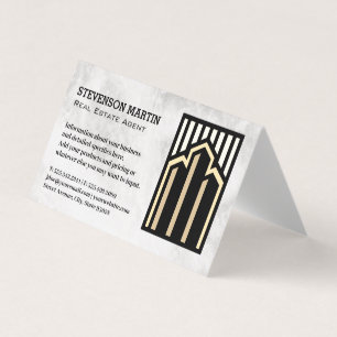 Real Estate Buildings Logo Marble Business Card