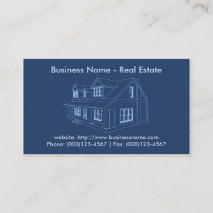 Real Estate Business Card: House Blueprint Business Card
