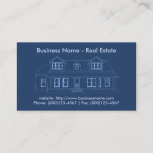 Real Estate Business Card: House Blueprint Card