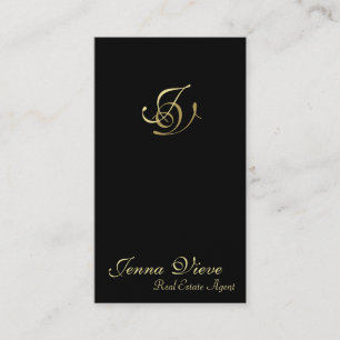 Real Estate Business Card Monogram Black & Gold