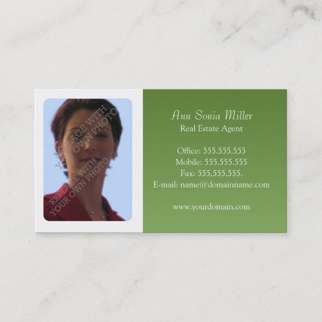 Real Estate Business Cards - Olive Green (Front)