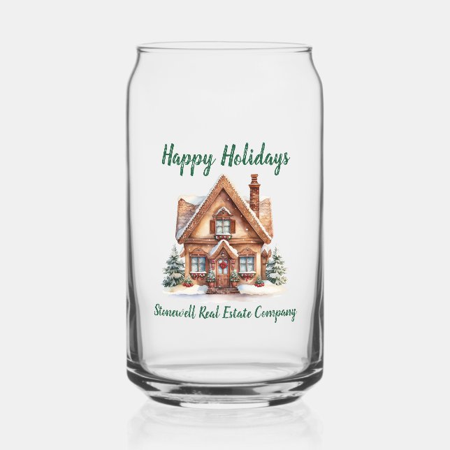 Real Estate Business Christmas Personalised Can Glass (Front)
