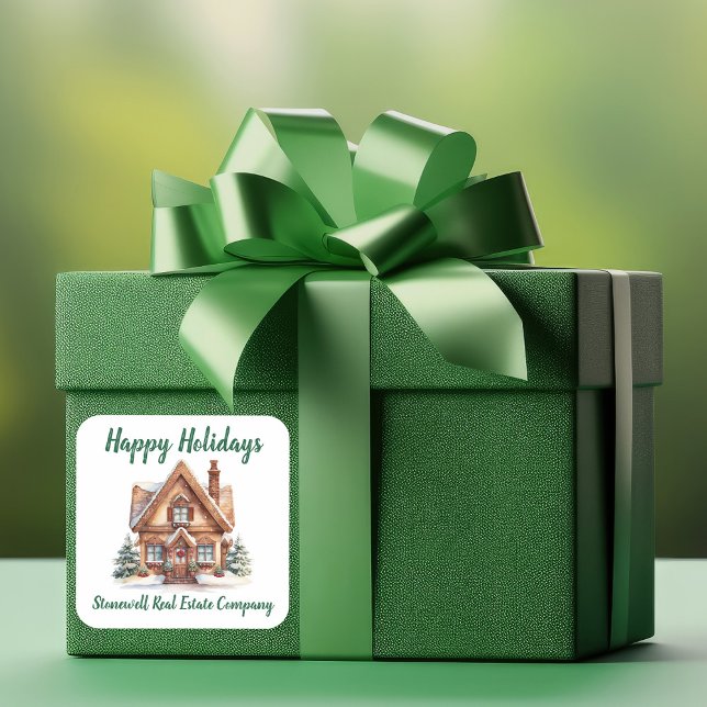 Real Estate Business Christmas Personalised Square Sticker (Creator Uploaded)