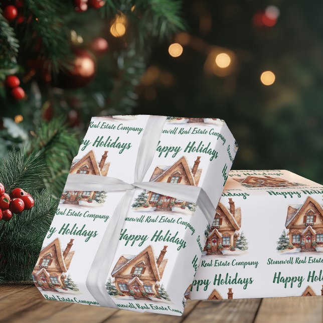Real Estate Business Christmas Personalised Wrapping Paper (Creator Uploaded)