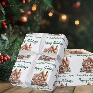 Real Estate Business Christmas Personalized Wrapping Paper