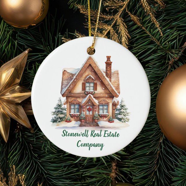 Real Estate Business Personalised Christmas Ceramic Ornament (Creator Uploaded)