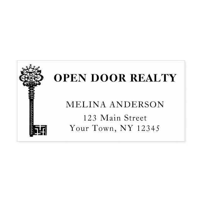 Real Estate Business Vintage Key Self-inking Stamp (Design)